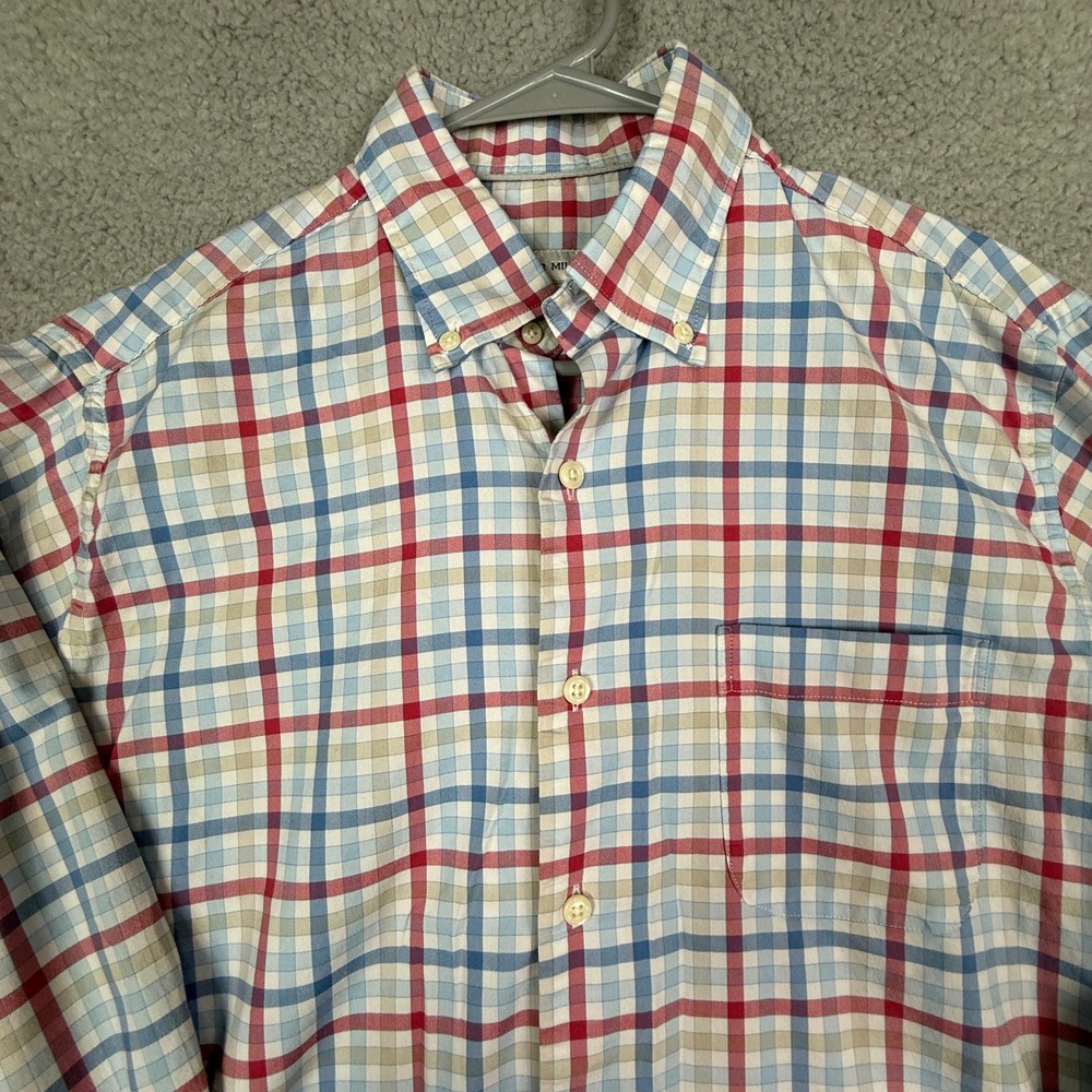 Peter Millar Mens Medium‎ Button Down Shirt Multi Plaid Long Sleeve - Picture 2 of 8